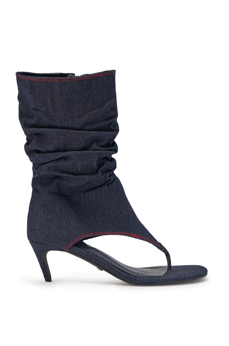 AZALEA WANG NIAMH DENIM GLADIATOR KITTEN HEEL SANDAL