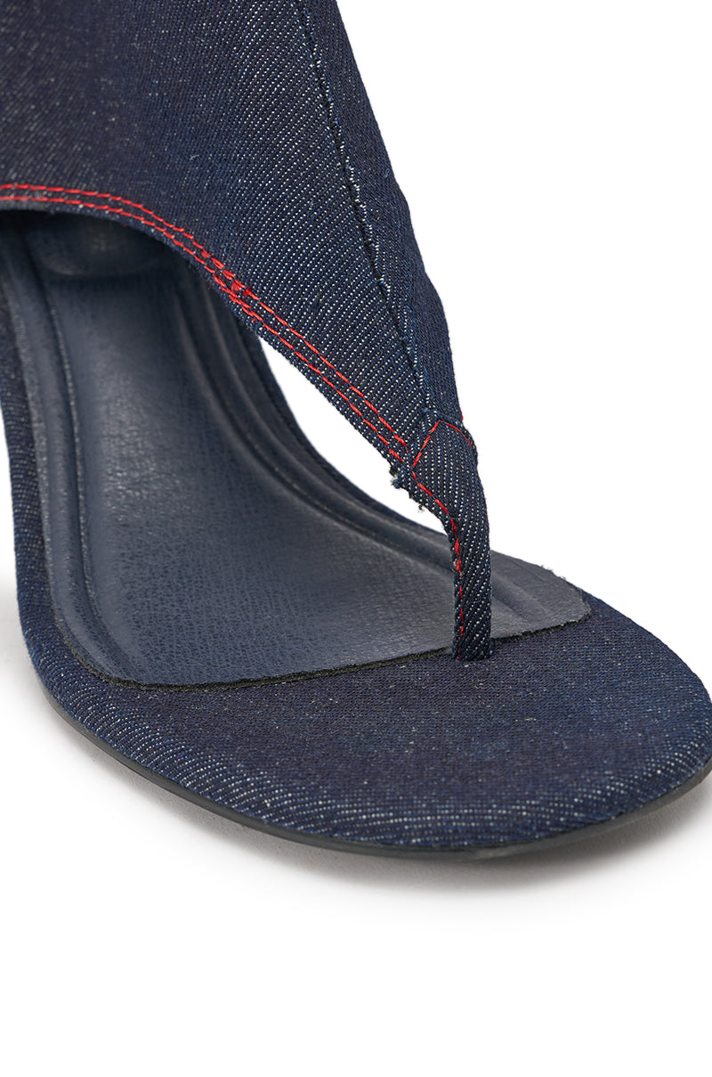 AZALEA WANG NIAMH DENIM GLADIATOR KITTEN HEEL SANDAL