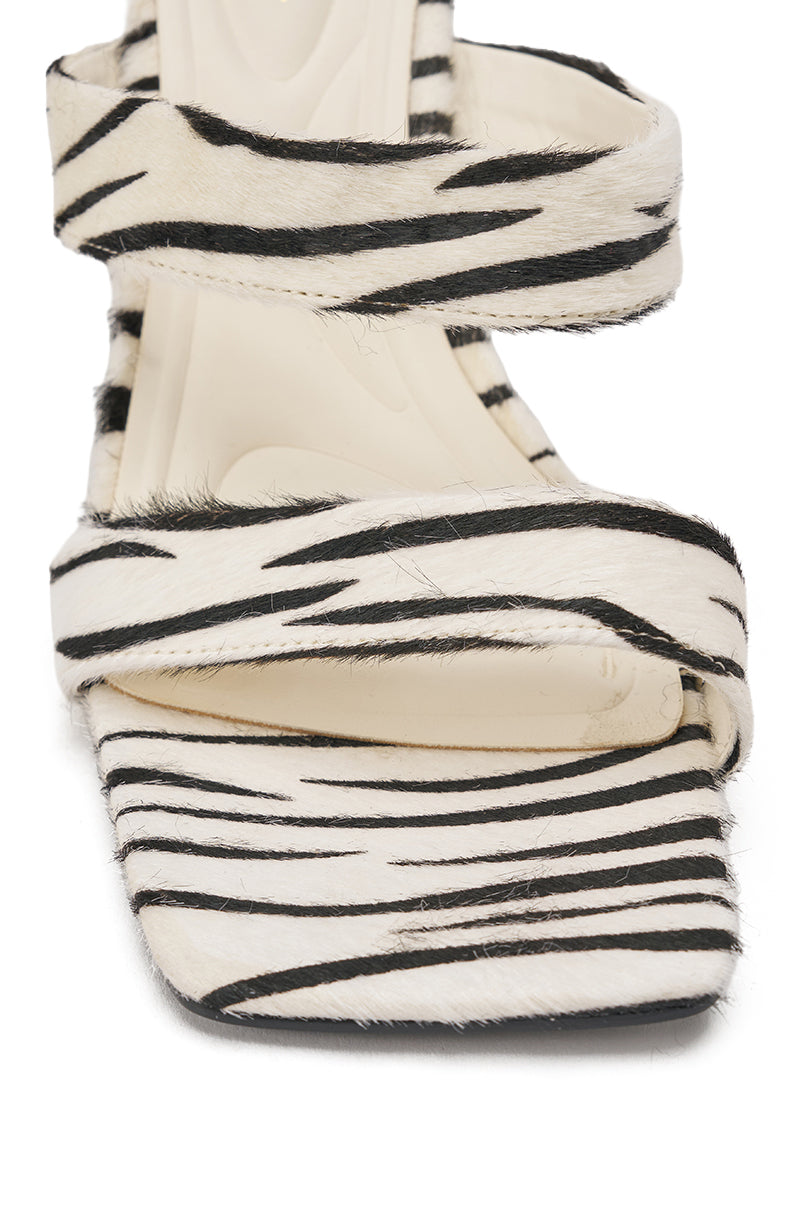 AZALEA WANG OPHIEL ZEBRA PONY HAIR SANDAL