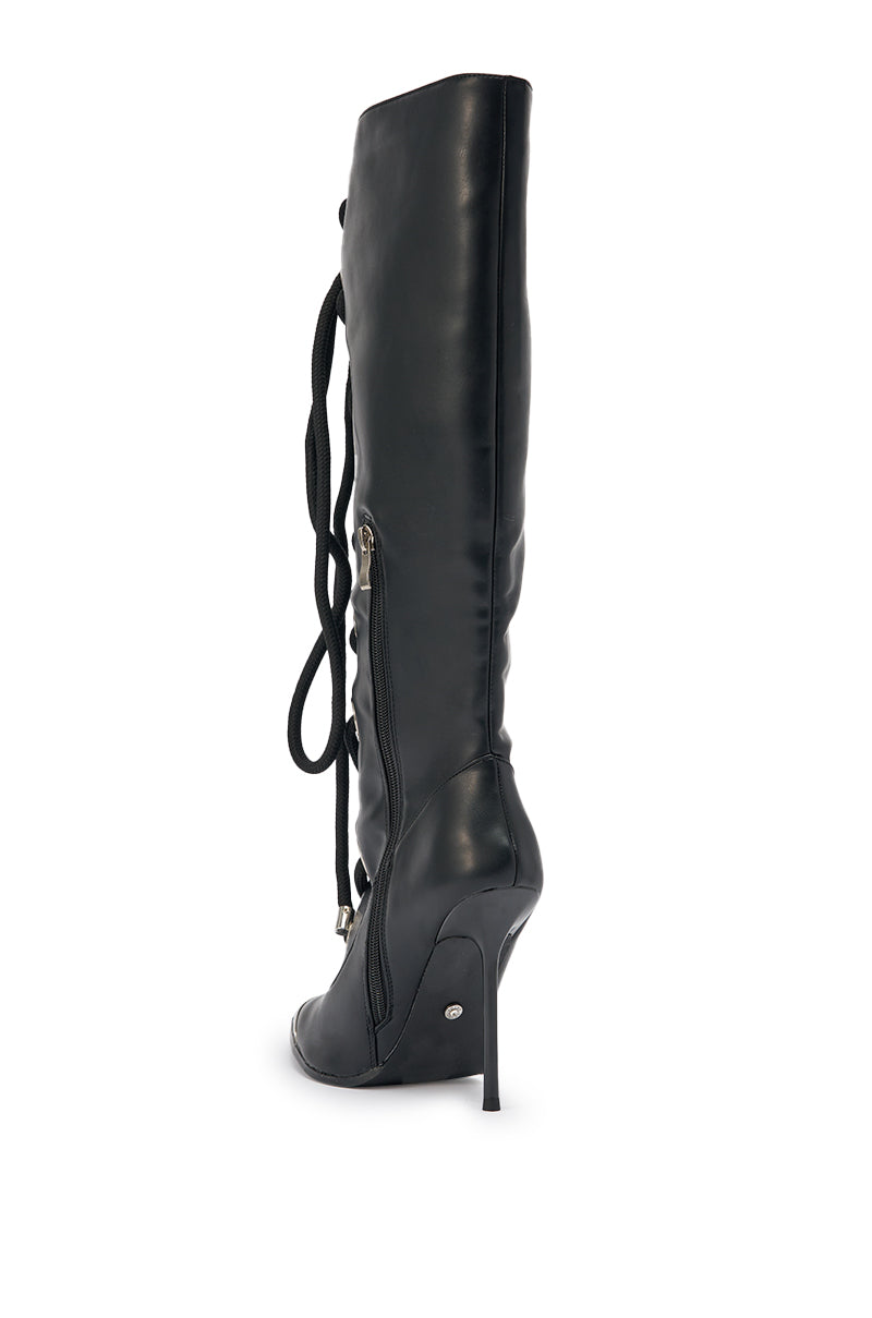 AKIRA GOLD PANTOUM BLACK PU HARDWARE BOOT