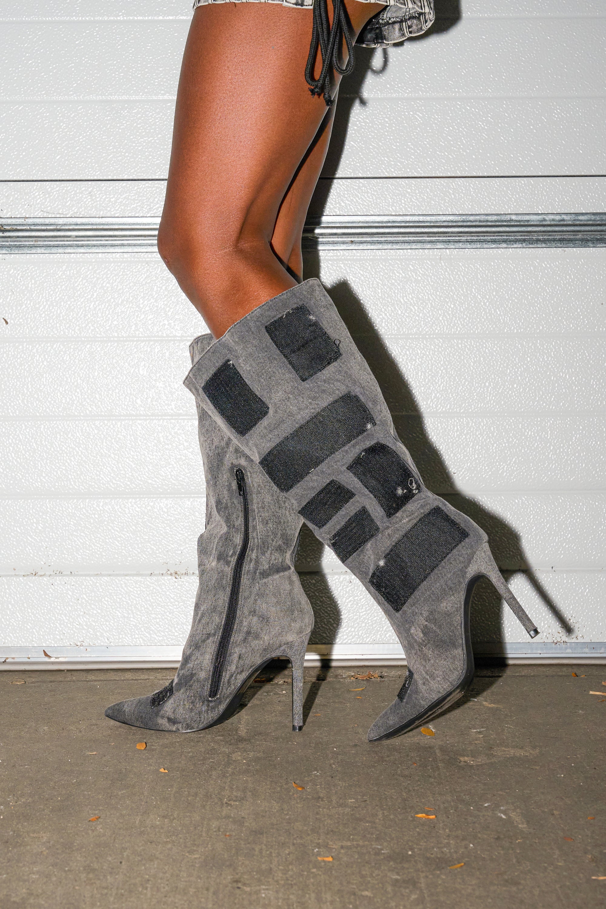 AZALEA WANG PRAVIN BLACK POCKET DETAIL STILETTO BOOT