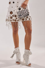 AZALEA WANG PRIS WHITE STUDDED OPEN TOE BOOTIE