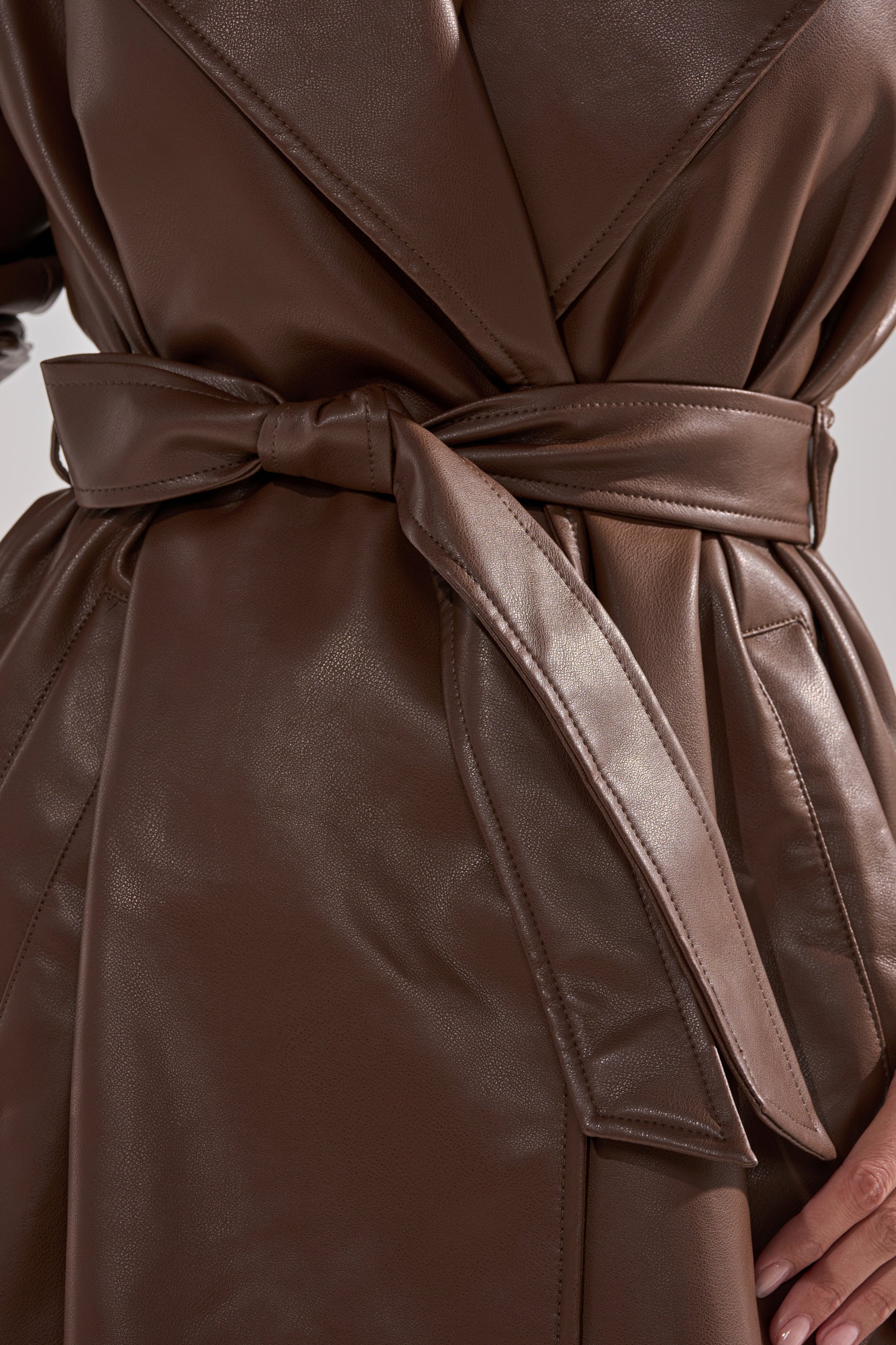 ESPRESSO MARTINI FAUX LEATHER TRENCH