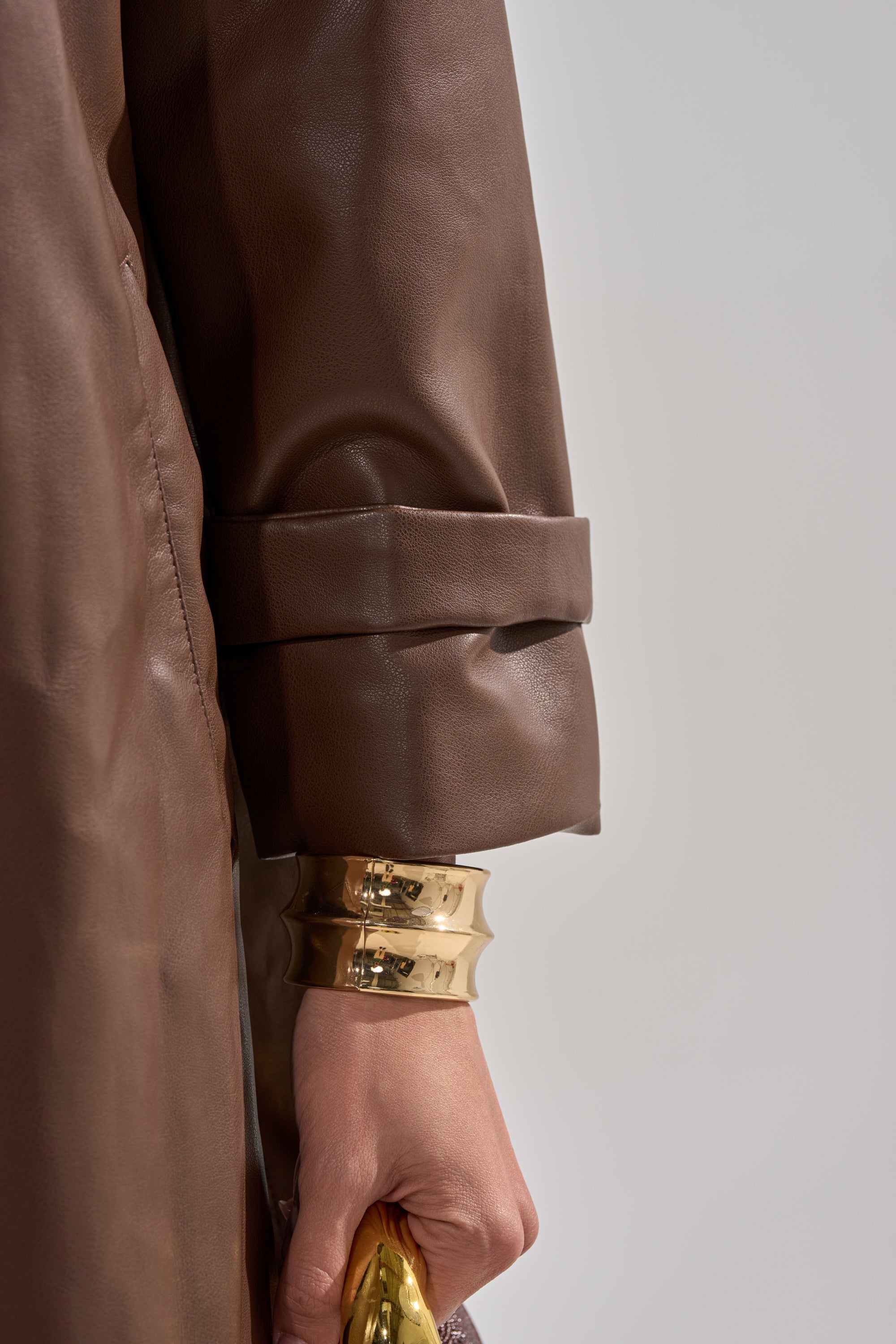 ESPRESSO MARTINI FAUX LEATHER TRENCH