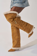 AZALEA WANG RACHANA TAN SHERPA STILETTO BOOT