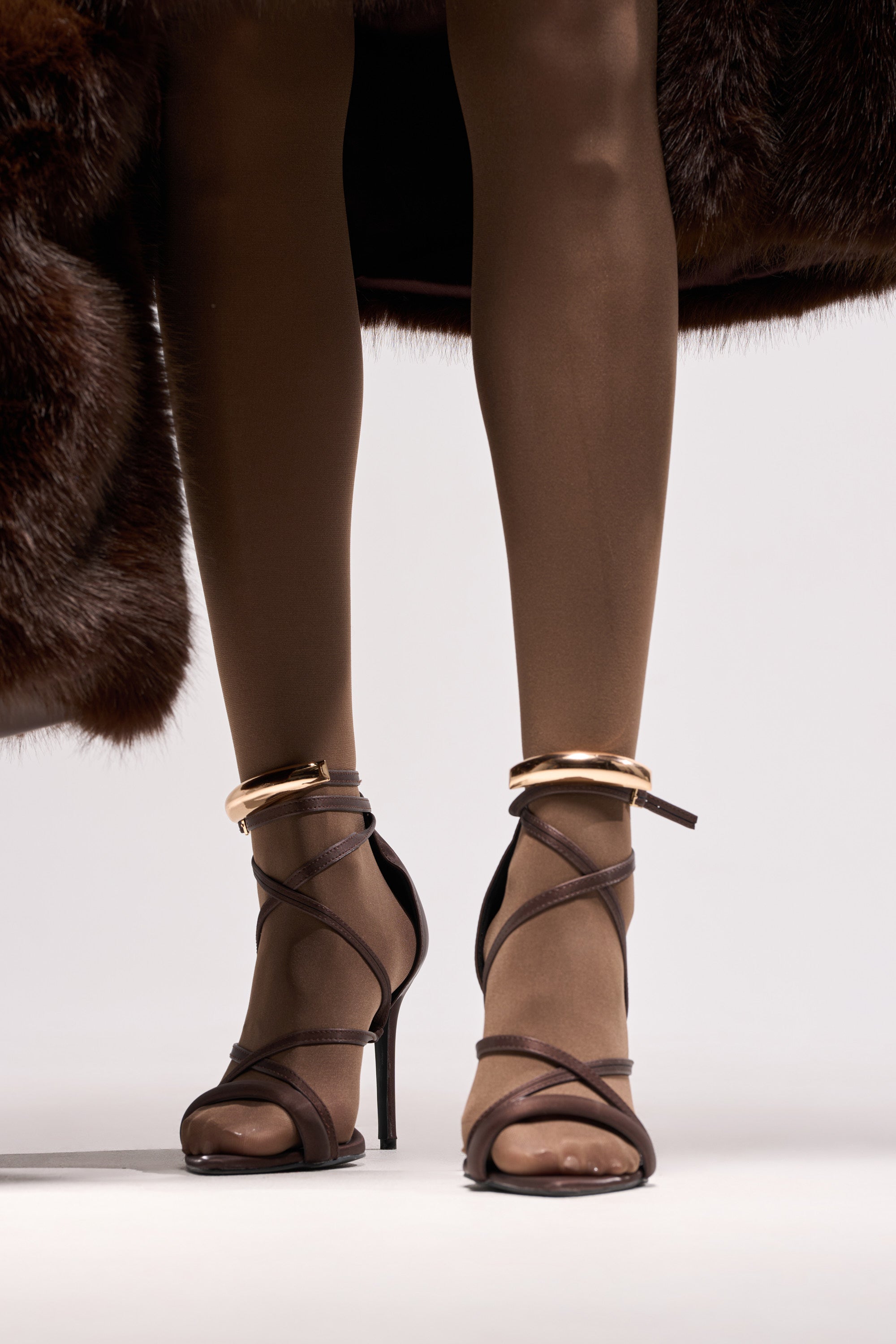 AZALEA WANG RADHA CHOCOLATE METAL EMBELLISHED SANDAL