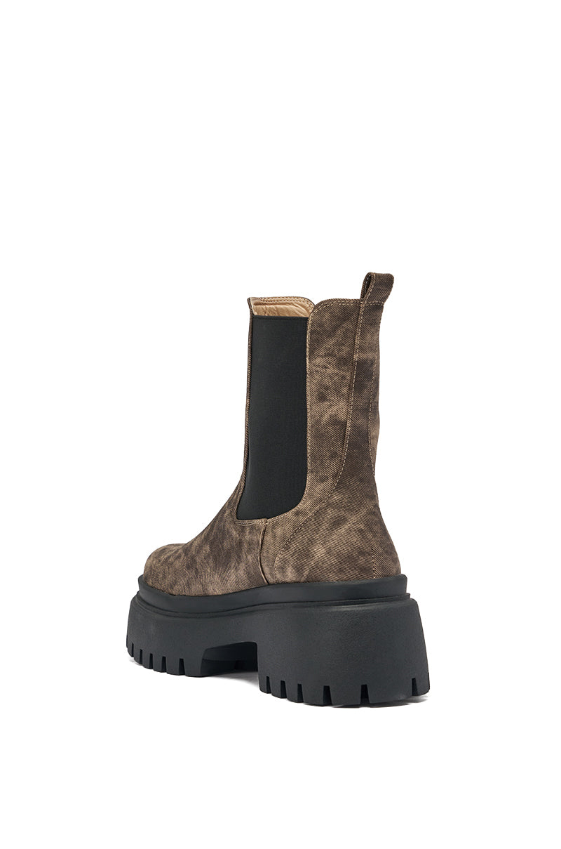 AZALEA WANG RAMPAGE BROWN DISTRESSED TWO PIECE COMBAT BOOT