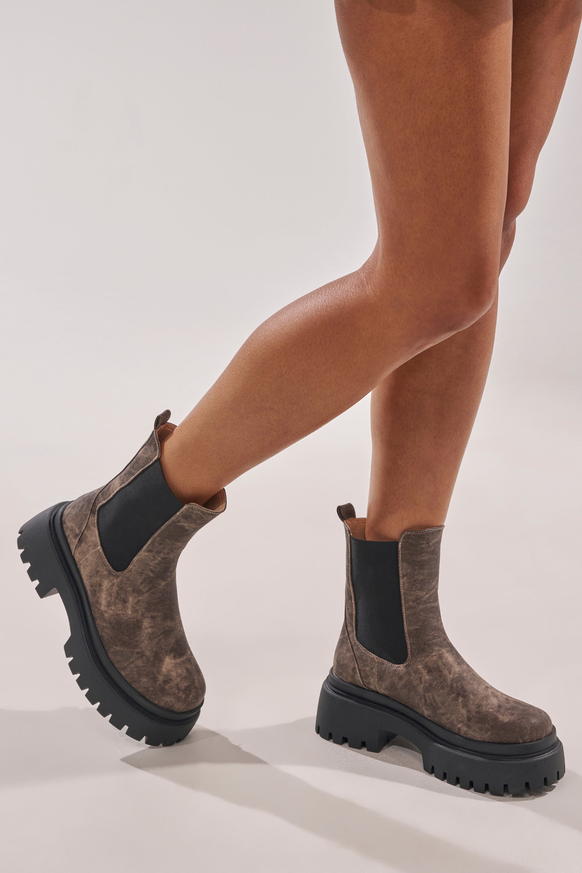AZALEA WANG RAMPAGE BROWN DISTRESSED TWO PIECE COMBAT BOOT
