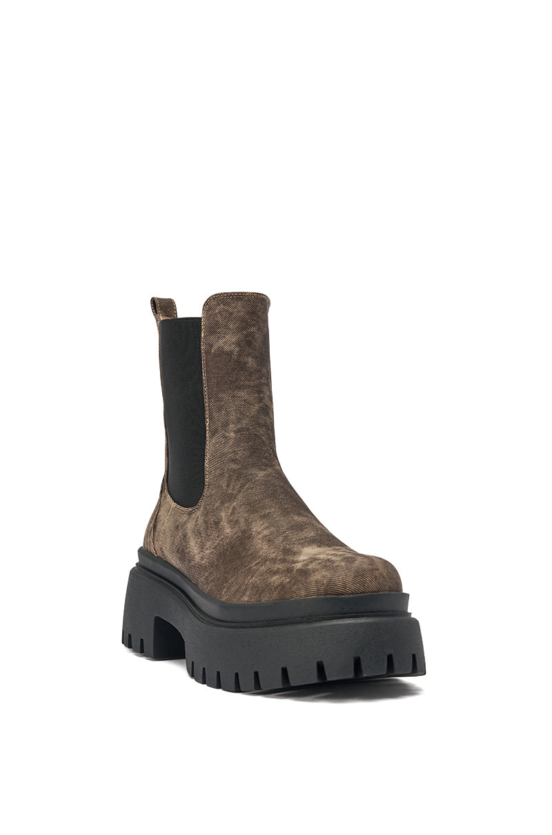 AZALEA WANG RAMPAGE BROWN DISTRESSED TWO PIECE COMBAT BOOT