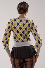 GUESS WHAT PLAID CARDIGAN