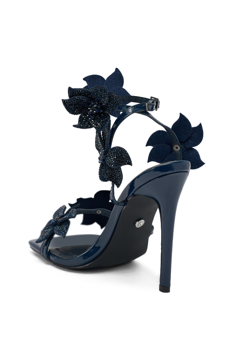 AZALEA WANG ROMI RHINESTONE EMBELLISHED NAVY DRESSY SANDAL