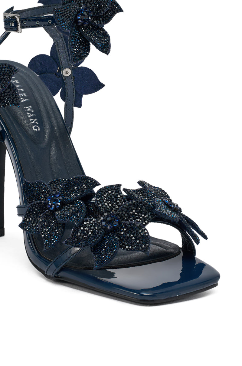 AZALEA WANG ROMI RHINESTONE EMBELLISHED NAVY DRESSY SANDAL