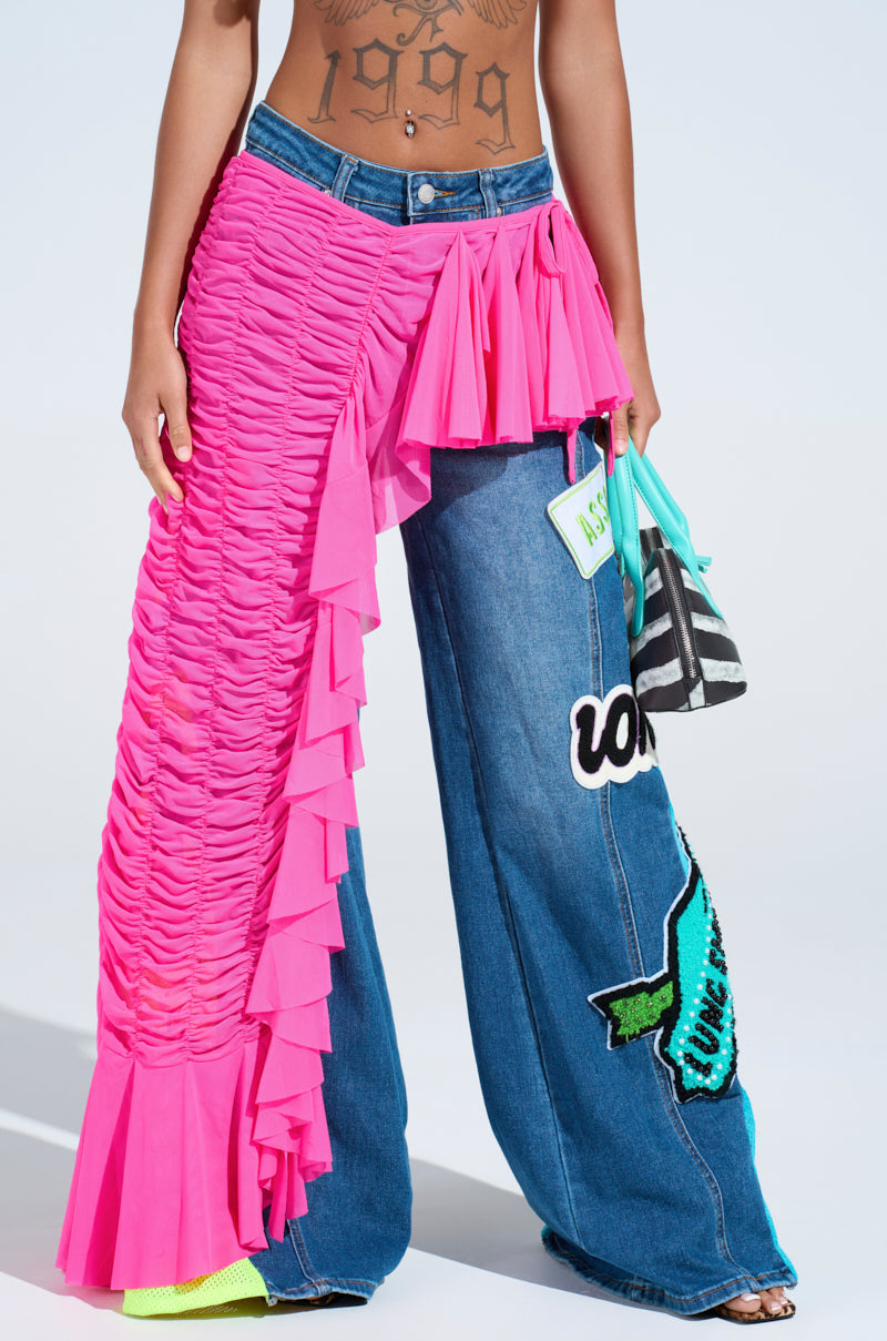 LAYERED UP MESH RUFFLE BELT SKIRT