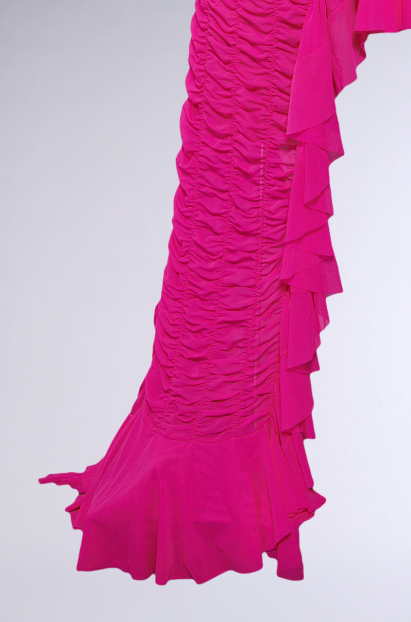 LAYERED UP MESH RUFFLE BELT SKIRT
