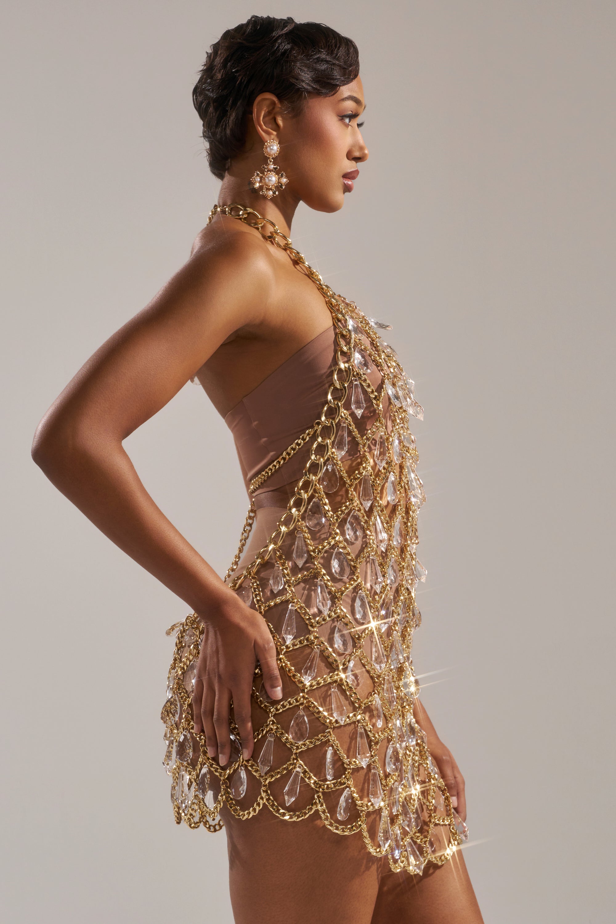 OH HOT DAMN RHINESTONE MINI DRESS