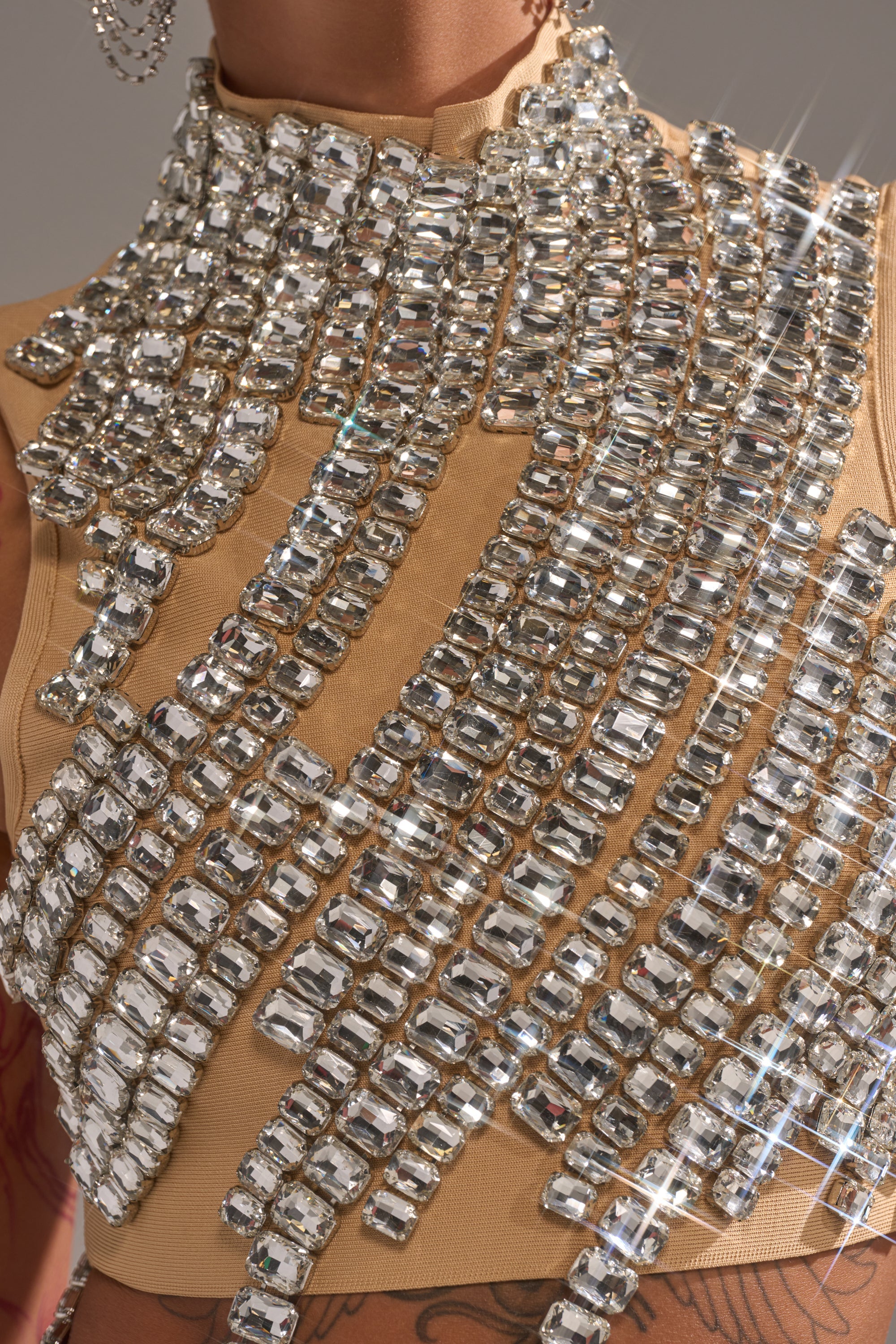 ITS YOUR TIME RHINESTONE MOCK NECK BLOUSE