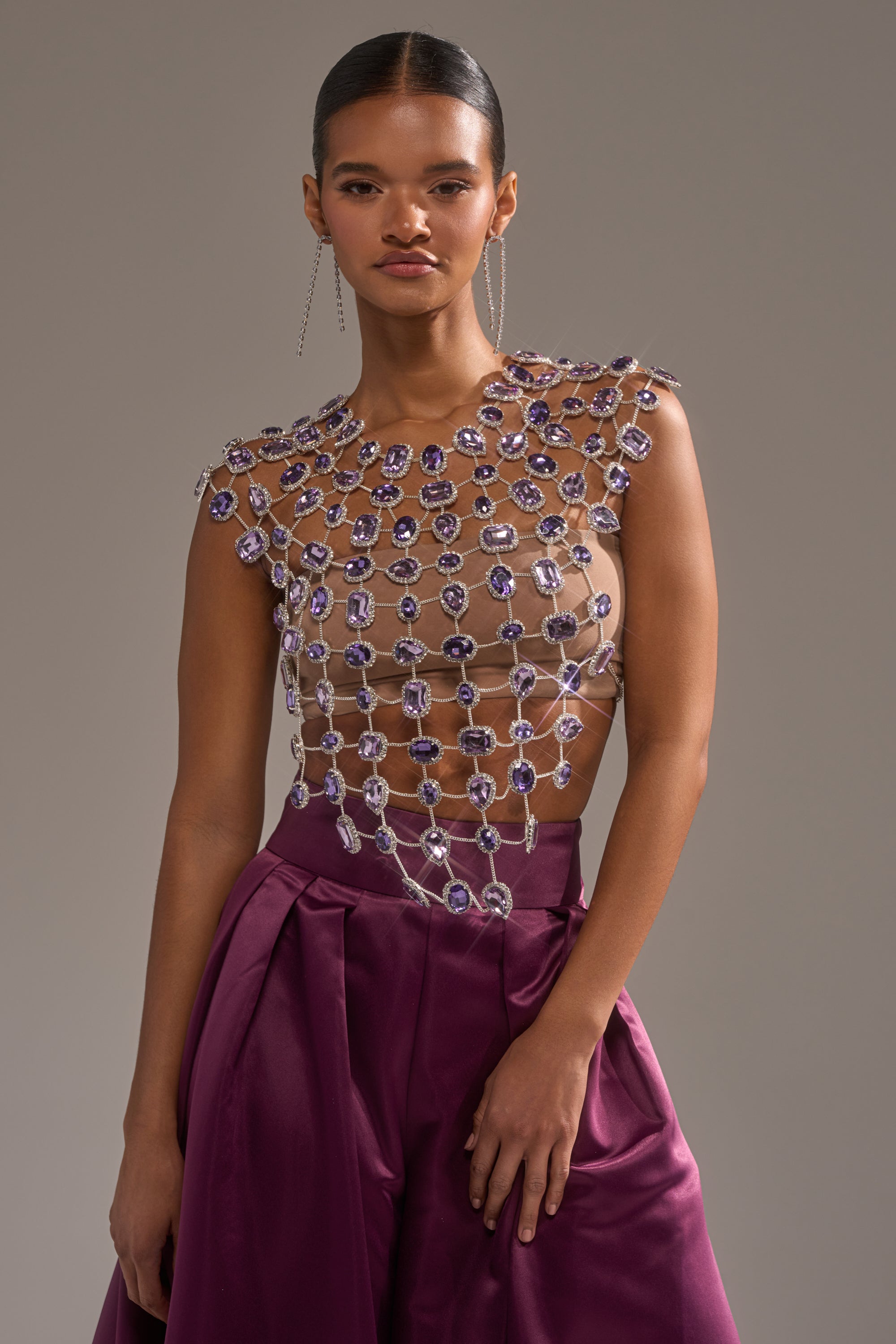 LOVER GIRL RHINESTONE CHAIN TOP