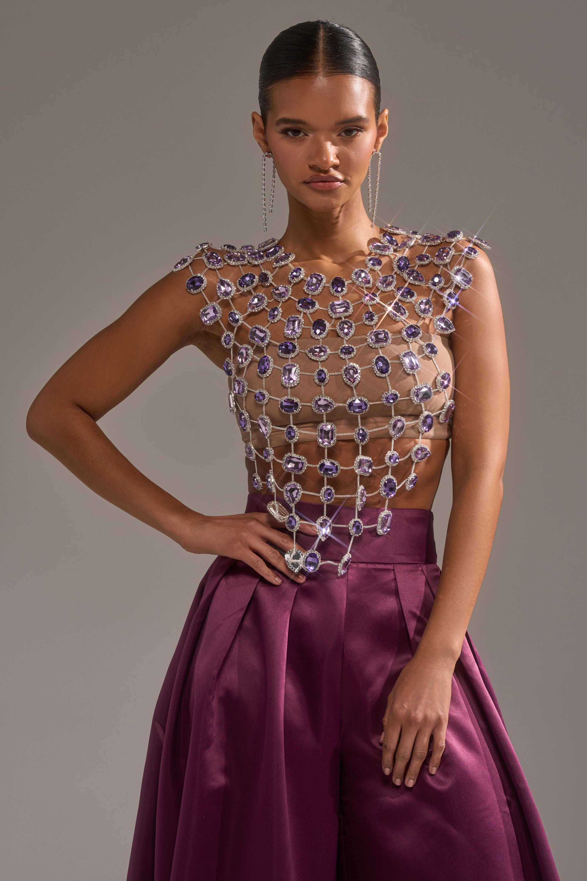 LOVER GIRL RHINESTONE CHAIN TOP