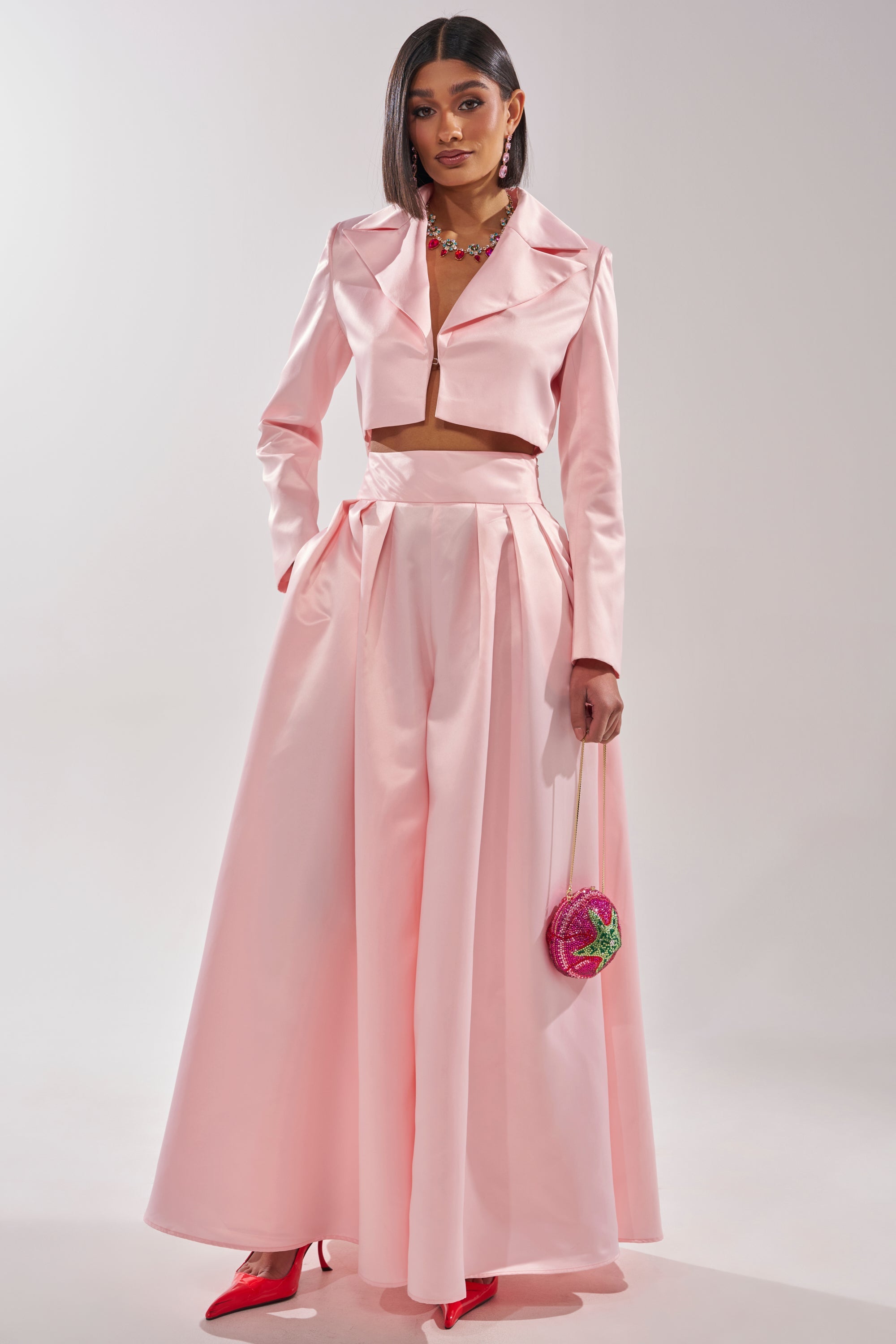 LILA SATIN WIDE LEG PANT