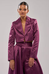 ON AND ON CROPPED SATIN BLAZER