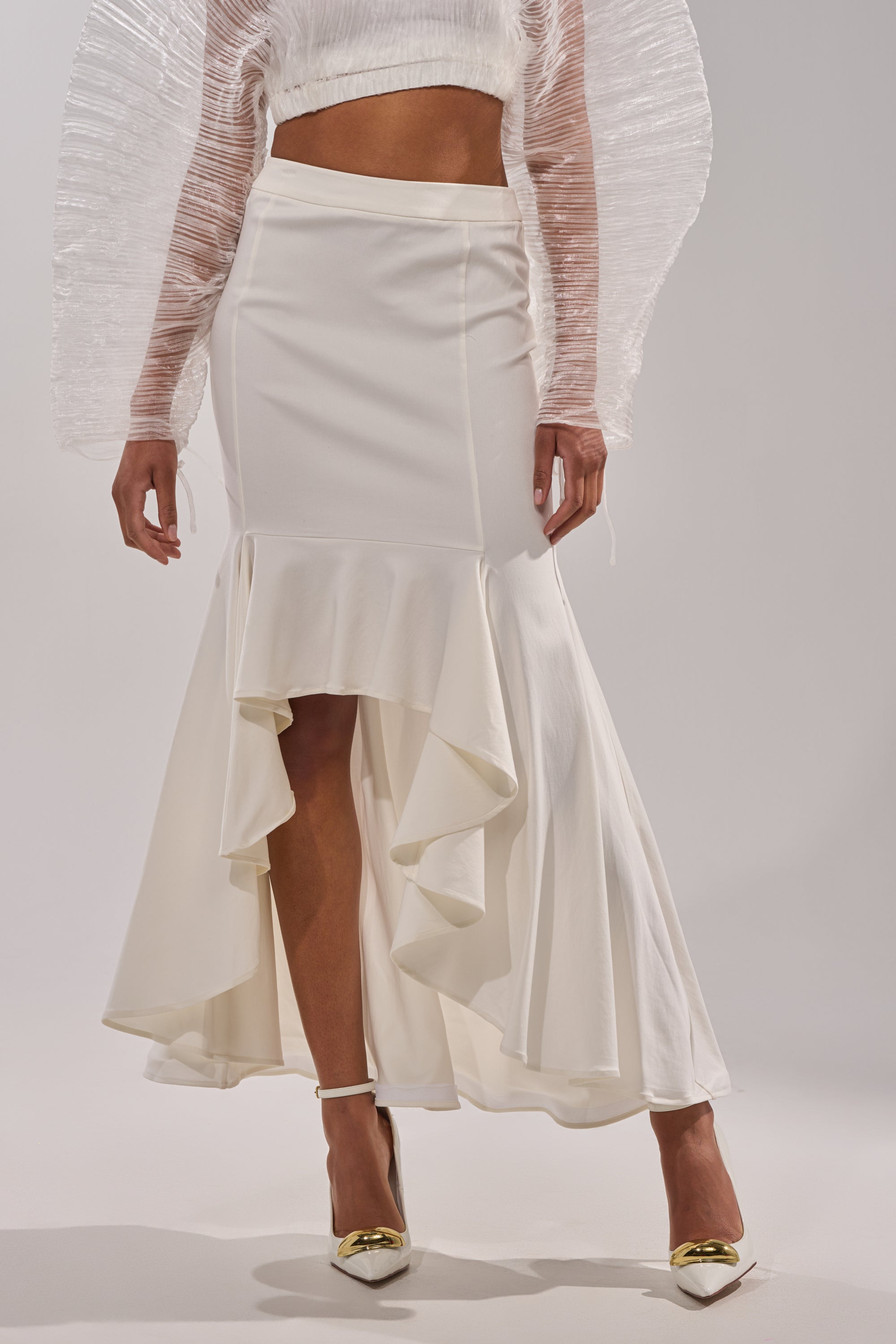 LEMON SATIN MAXI SKIRT