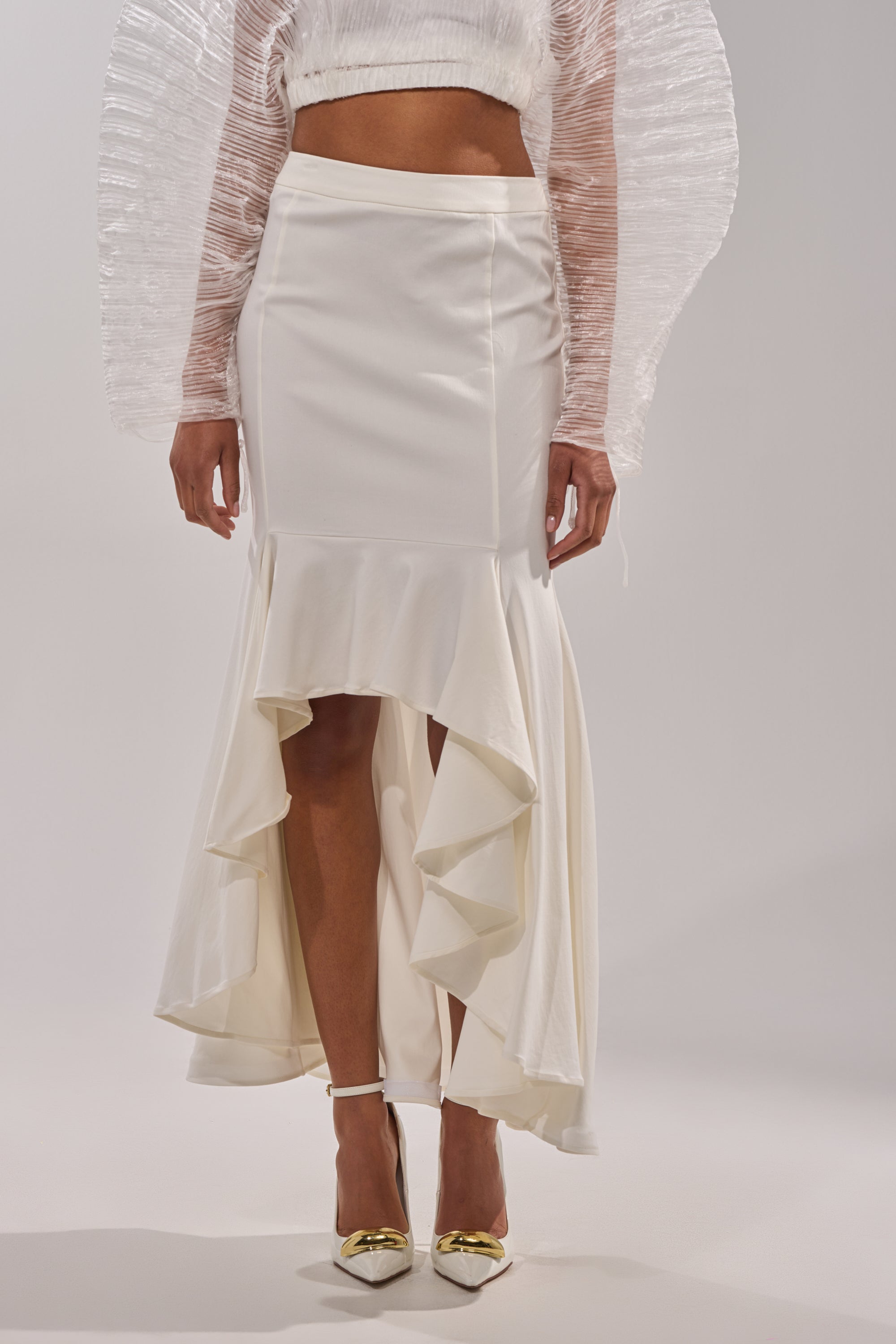 LEMON SATIN MAXI SKIRT
