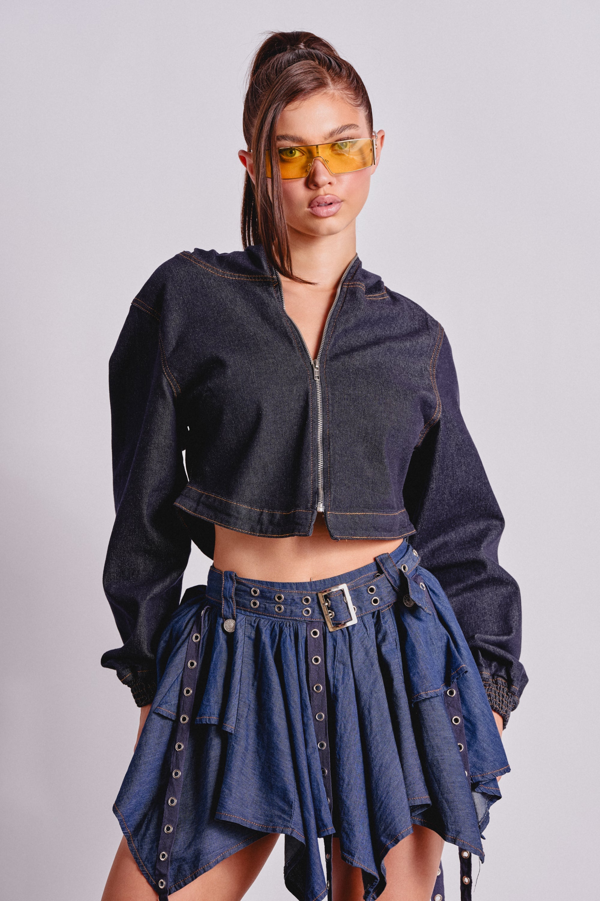 BEAM ME UP HOODED DENIM JACKET