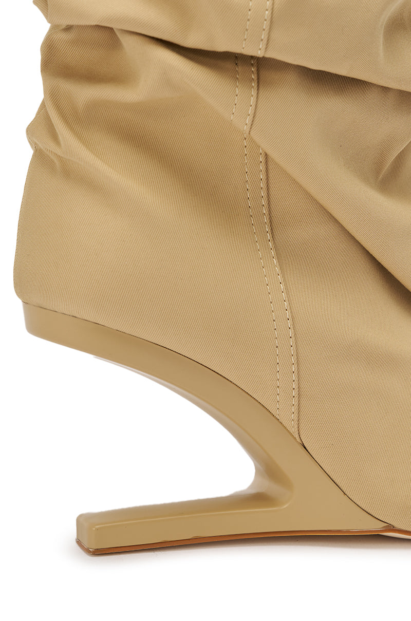AZALEA WANG SERONA KHAKI INVISIBLE WEDGE BOOTIE