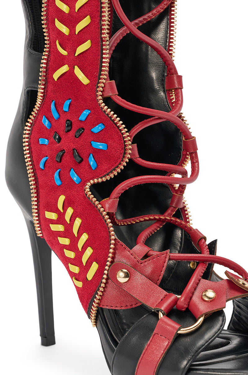 AZALEA WANG SHAI BLACK MULTI GLADIATOR SANDAL