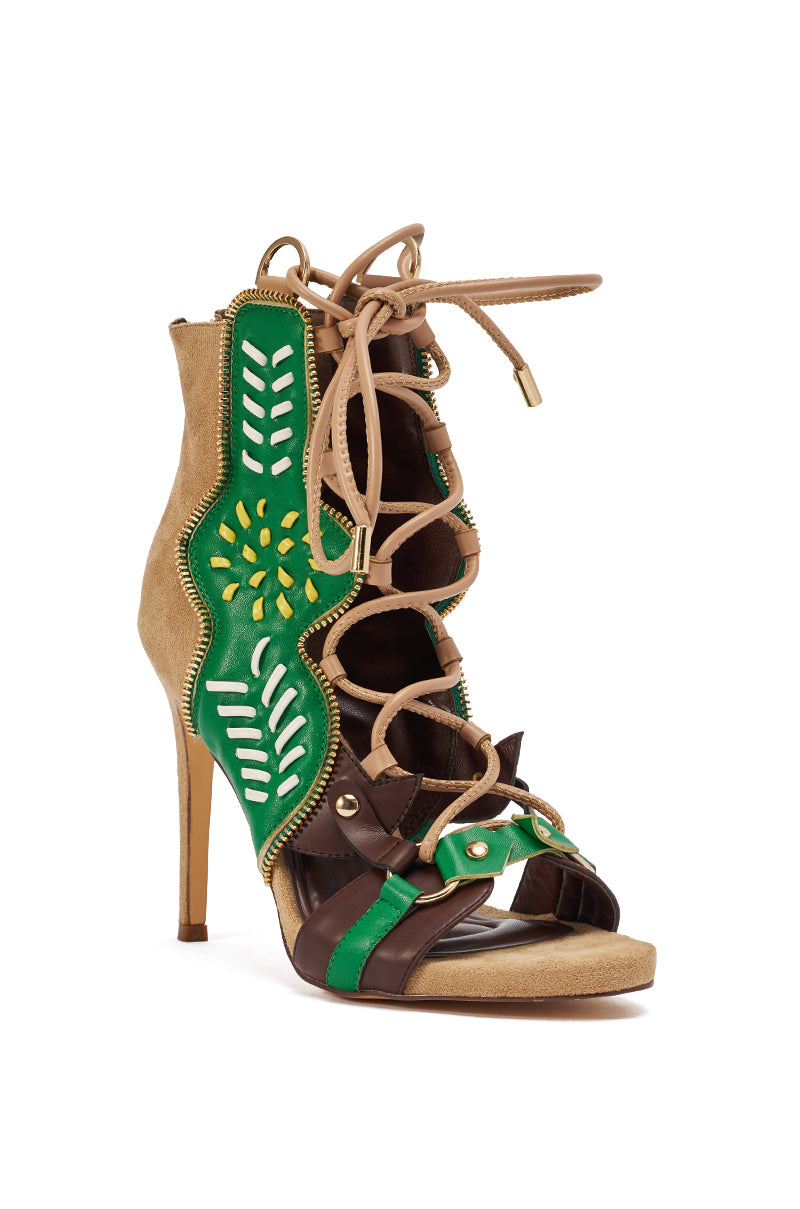 AZALEA WANG SHAINIA GREEN MULTI STILETTO SANDAL