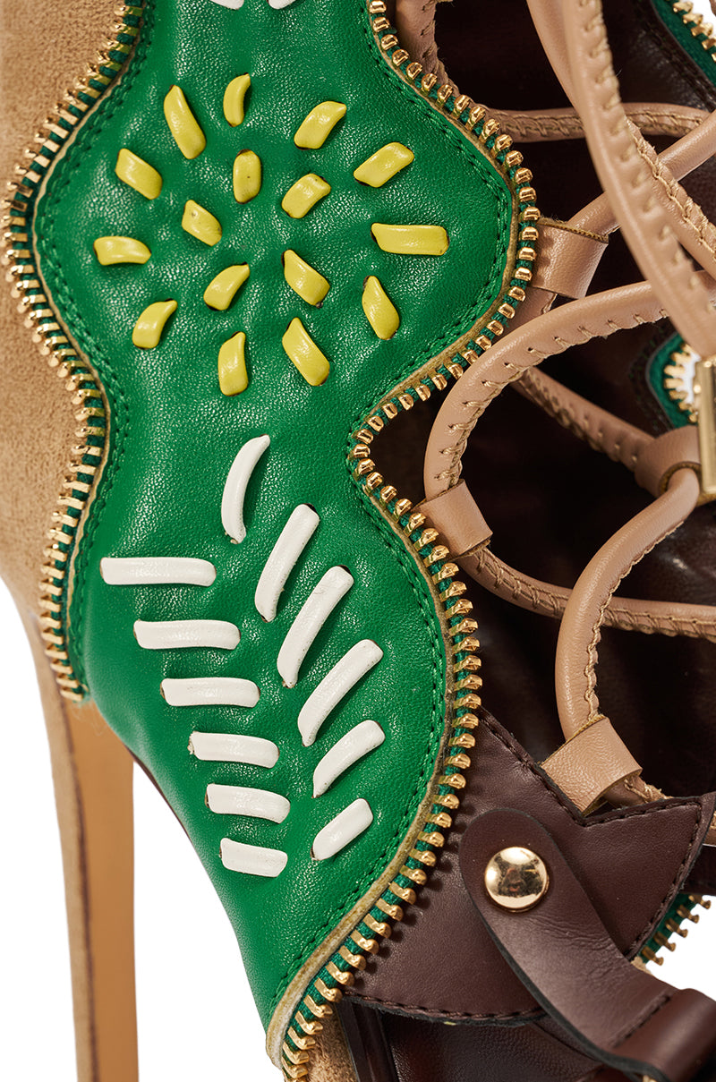 AZALEA WANG SHAINIA GREEN MULTI STILETTO SANDAL