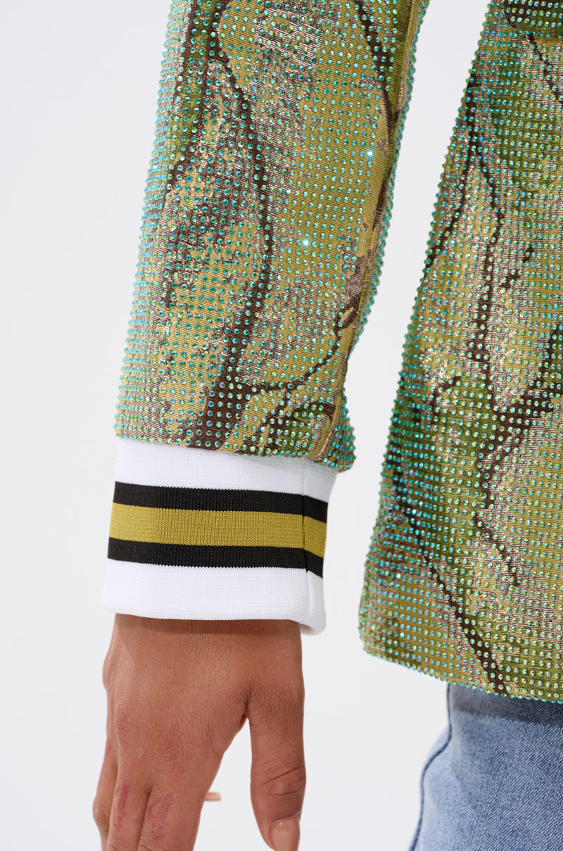 DON'T TRY ME EMBELLISHED BROCADE BLAZER