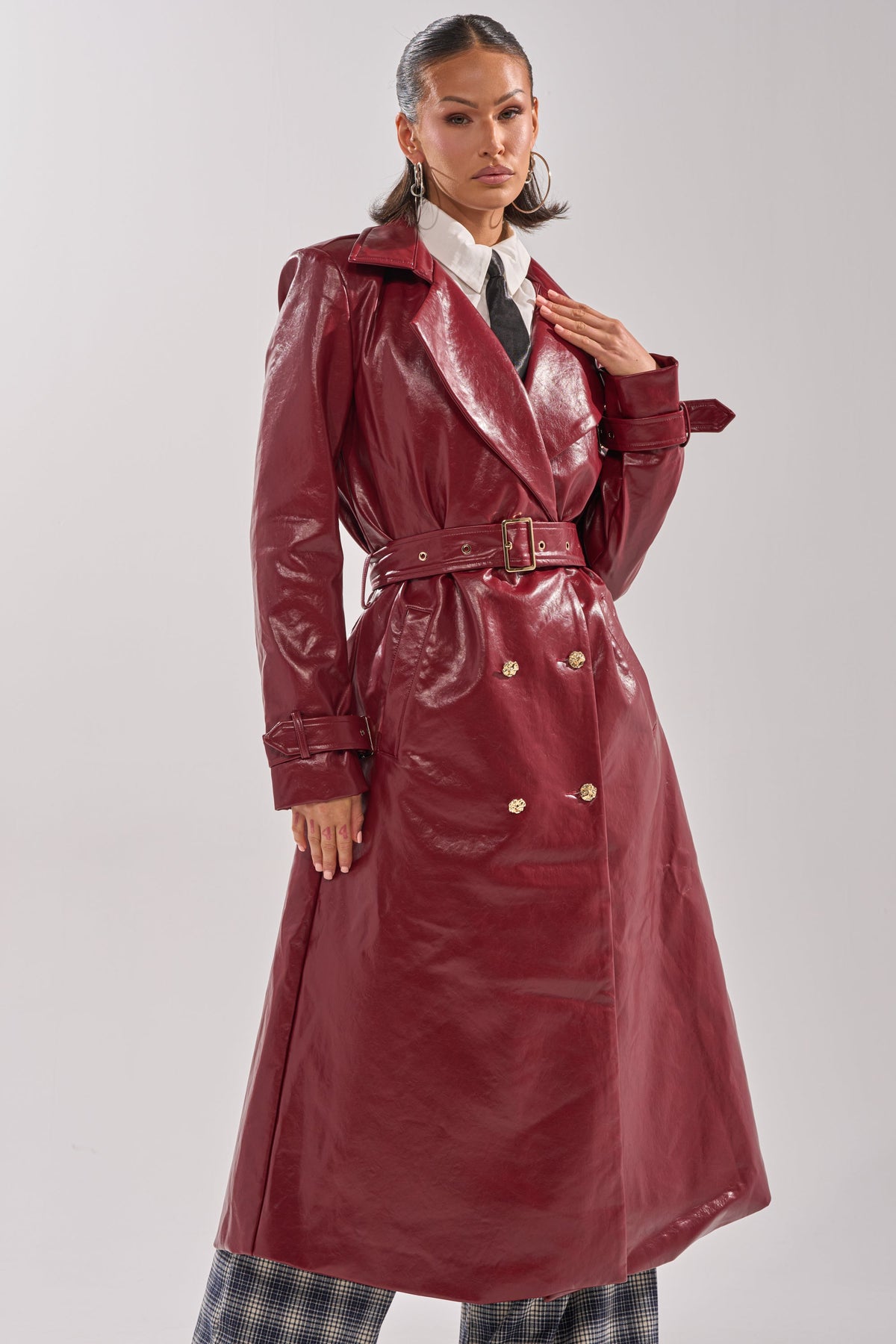 LADY DANGER FAUX LEATHER TRENCH