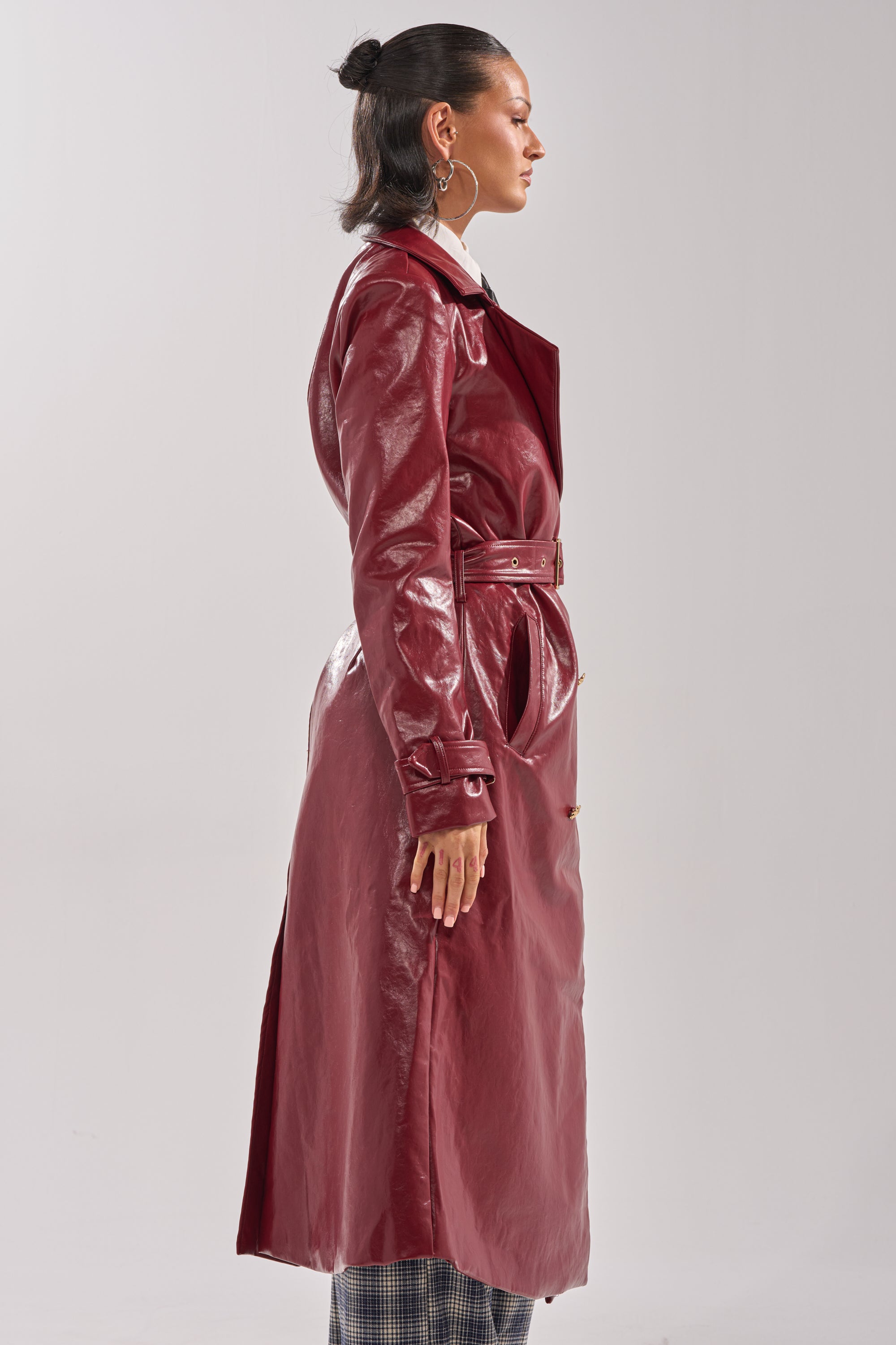 LADY DANGER FAUX LEATHER TRENCH