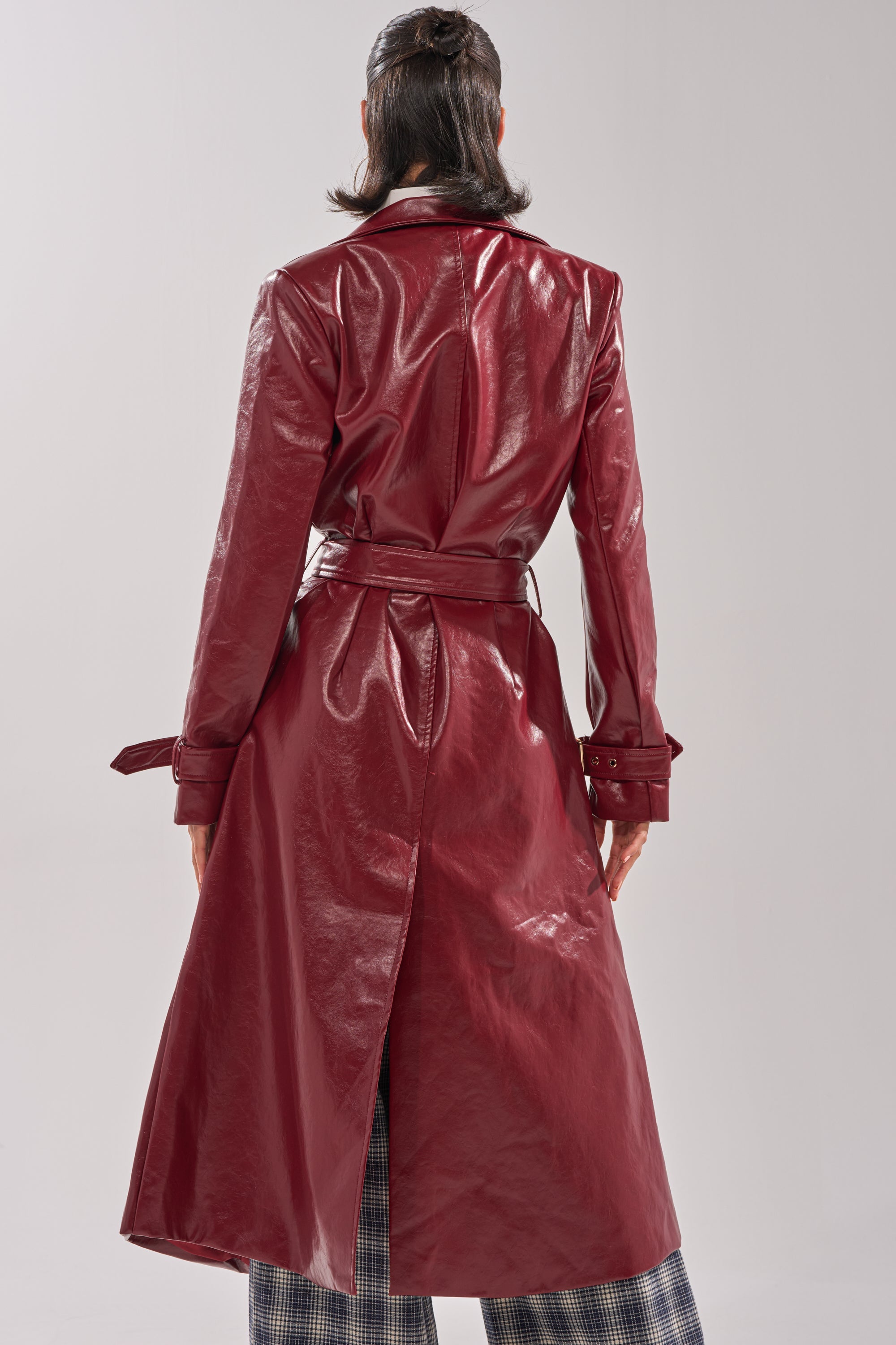 LADY DANGER FAUX LEATHER TRENCH
