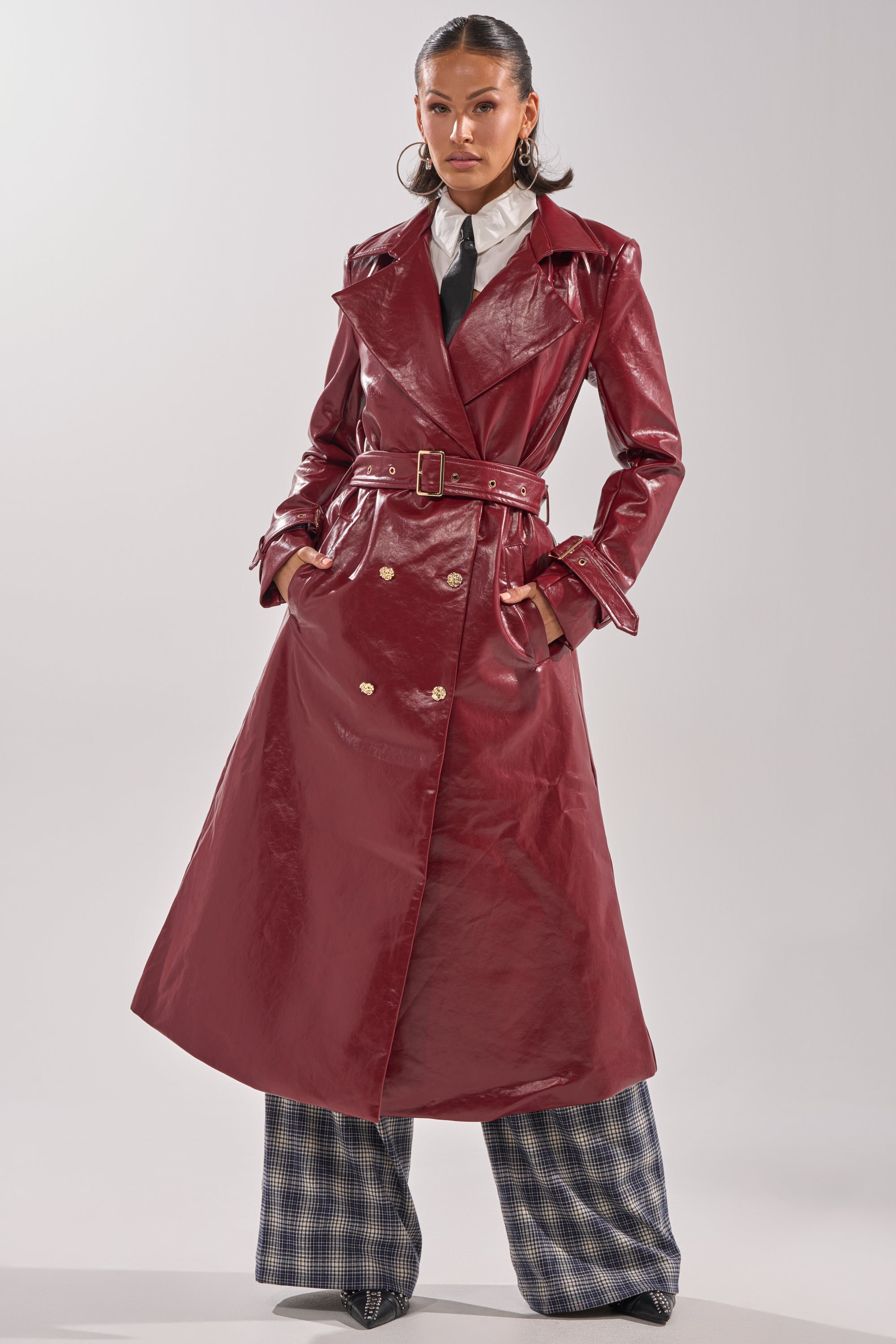 LADY DANGER FAUX LEATHER TRENCH