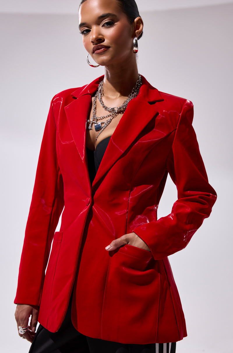 TOO SLICK LIQUID VELVET BLAZER