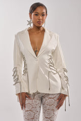 PRETTY PLEASE LACE UP BLAZER