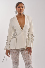 PRETTY PLEASE LACE UP BLAZER