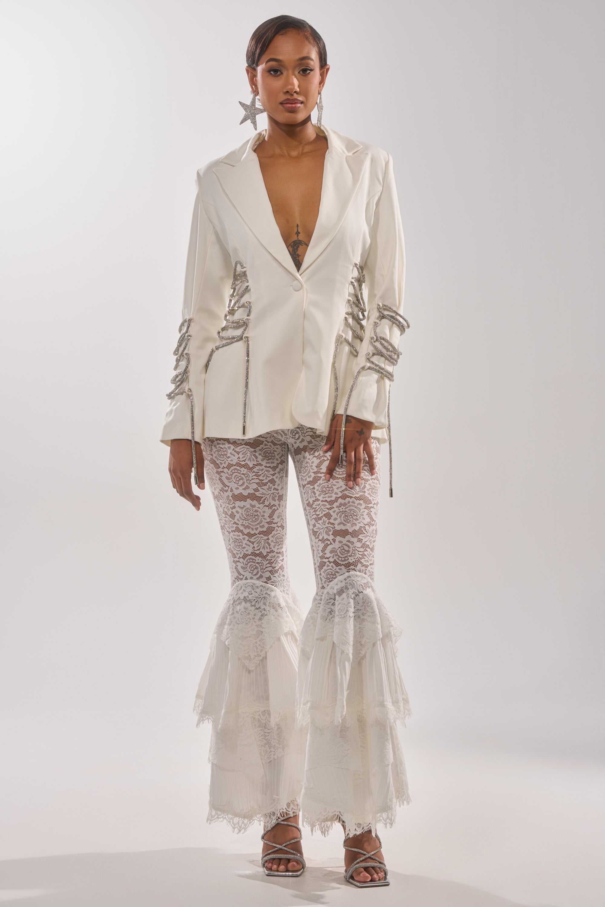 PRETTY PLEASE LACE UP BLAZER