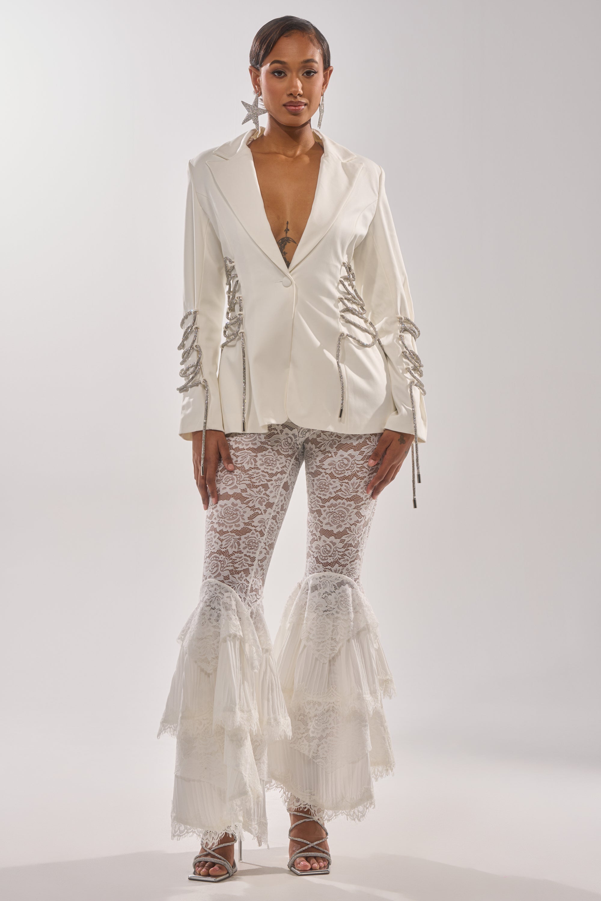 PRETTY PLEASE LACE UP BLAZER