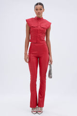 BIG CITY LIVIN FAUX LEATHER LEGGING IN RED