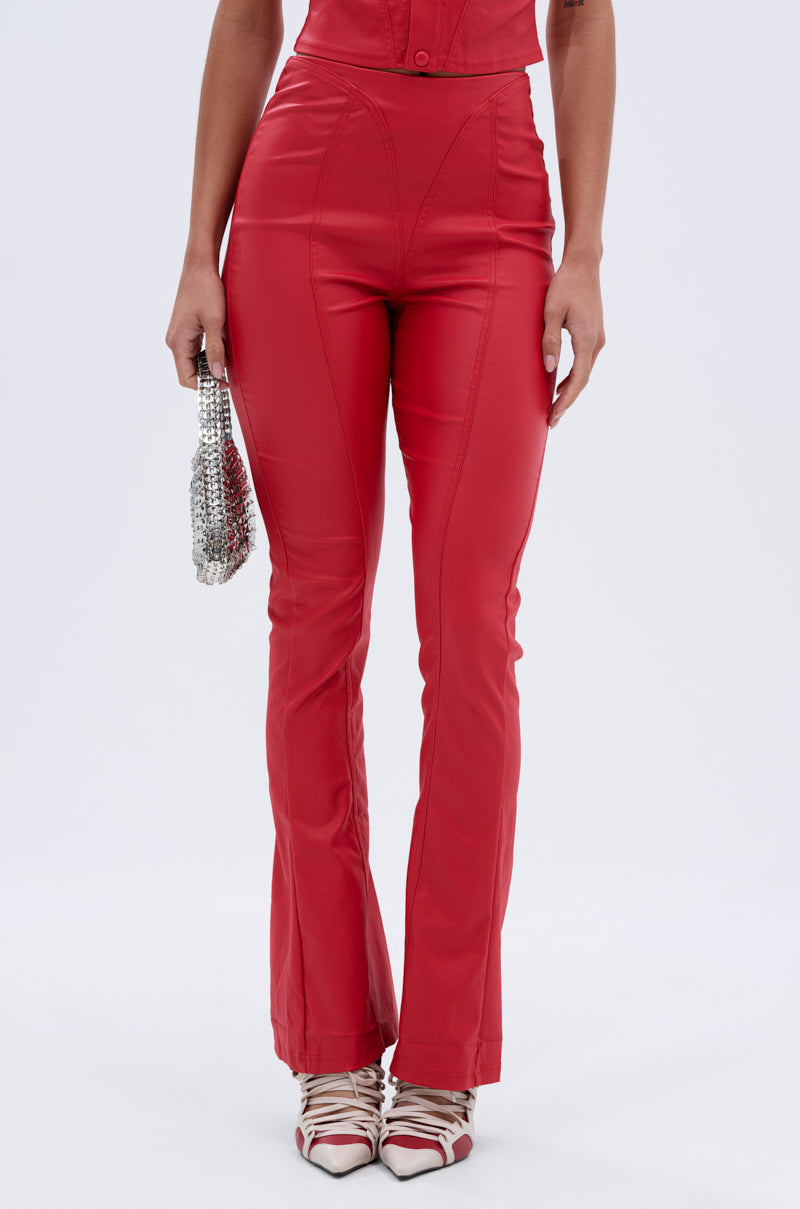 BIG CITY LIVIN FAUX LEATHER LEGGING IN RED
