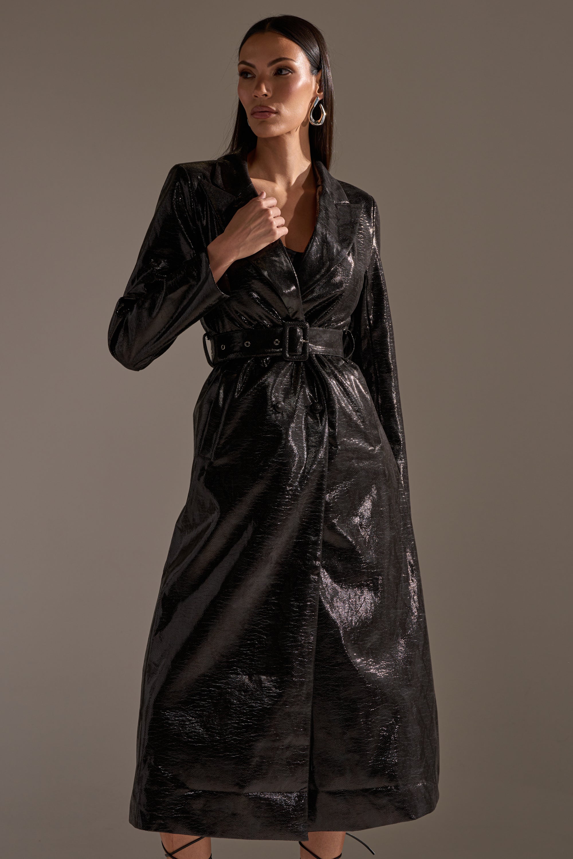 ACQUIRED TASTE FAUX LEATHER TRENCH