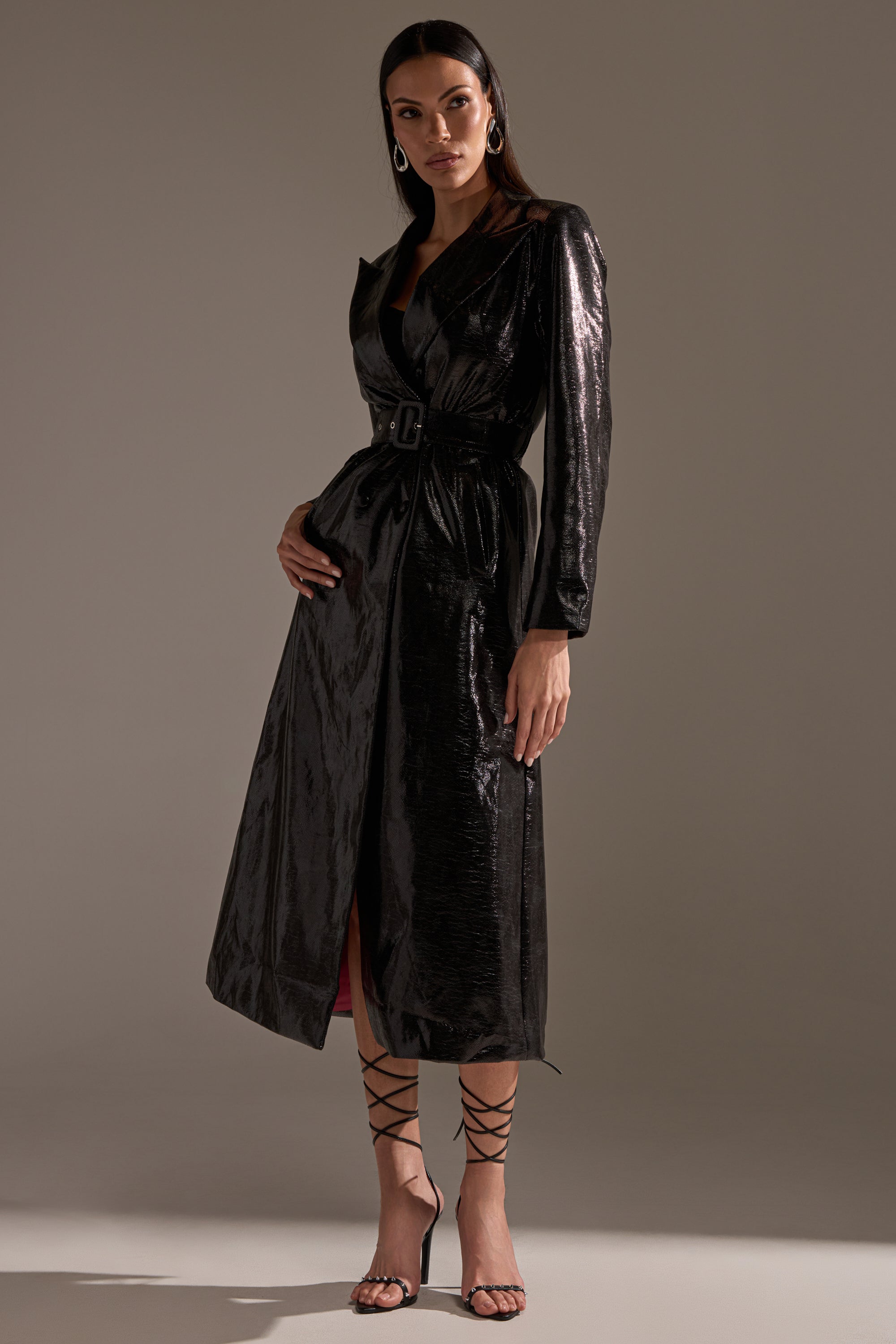 ACQUIRED TASTE FAUX LEATHER TRENCH