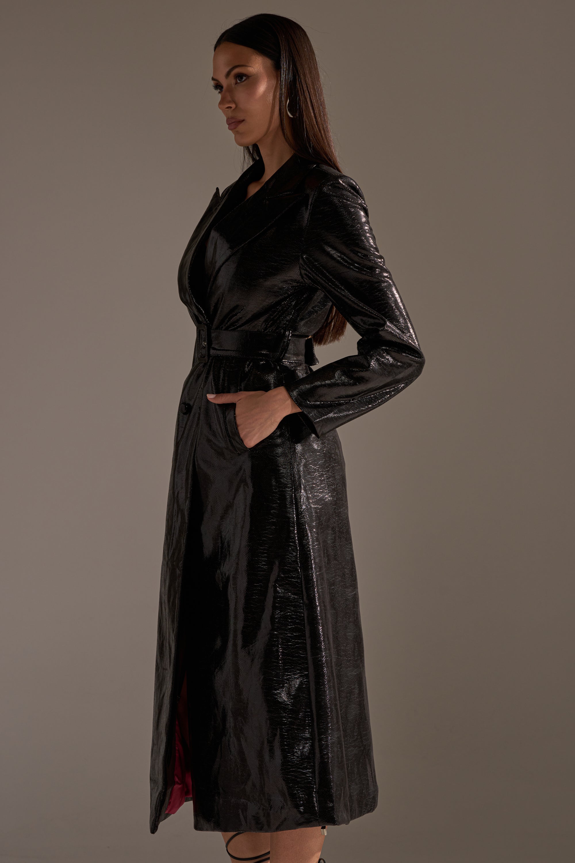 ACQUIRED TASTE FAUX LEATHER TRENCH