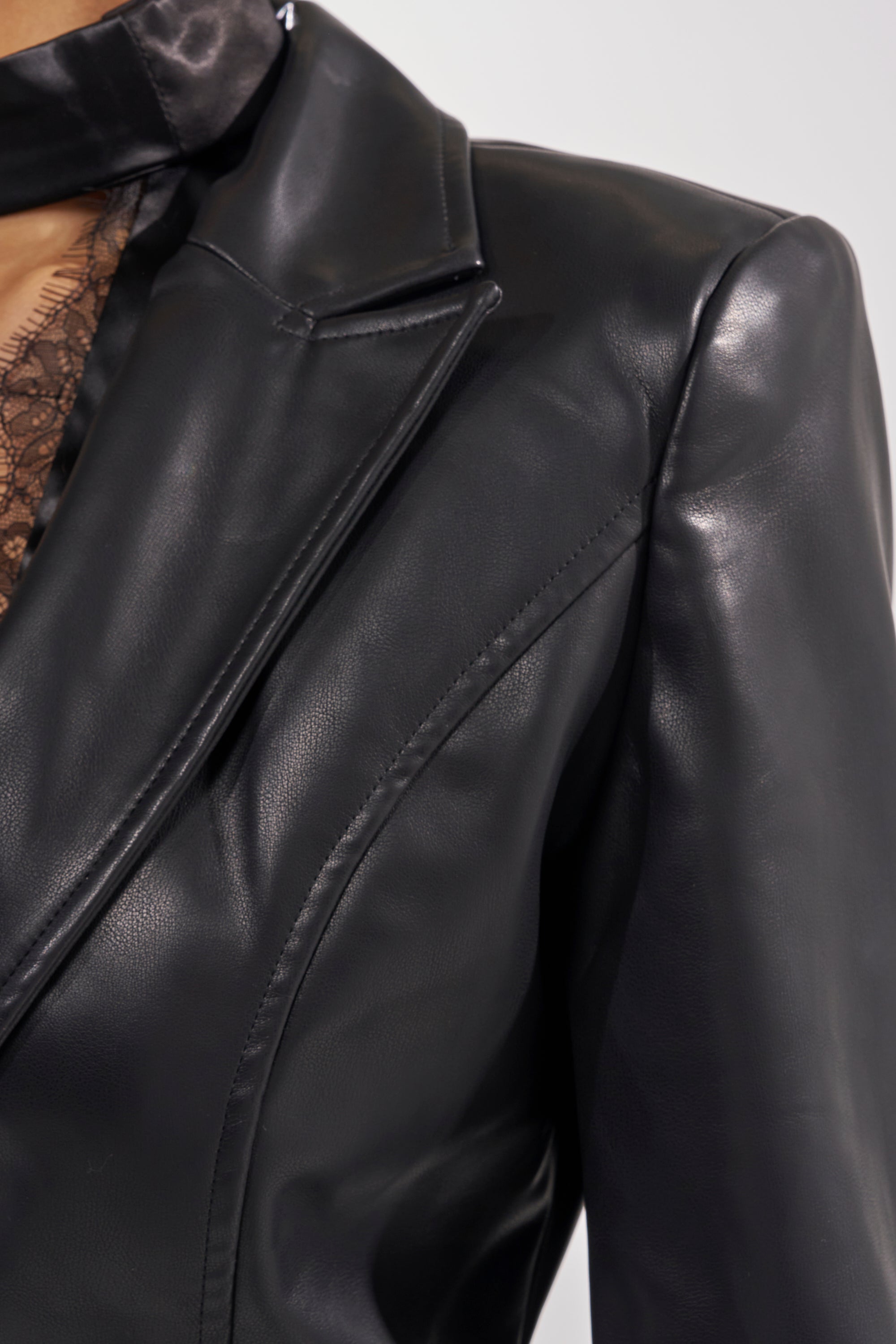 GOTTA GO FAUX LEATHER BLAZER