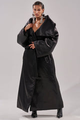 THE MOMENT SATIN PUFFER TRENCH