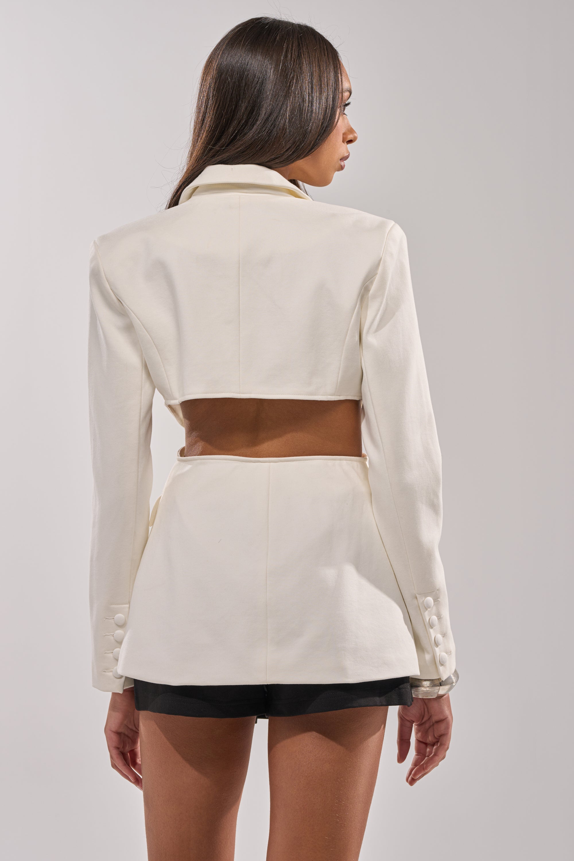 PARTY IN THE BACK CUTOUT BLAZER IN WHITE