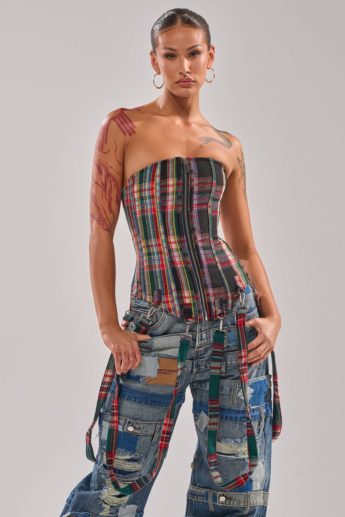 TALK TO ME NICE PLAID CORSET